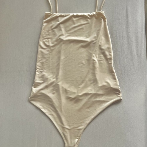 Mind Your Style bodysuit with open back, new, vanilla, size L