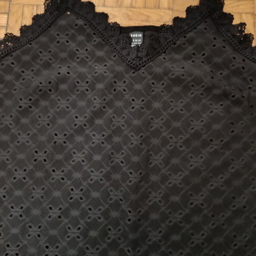 Shein black eyelet lace camisole top, large