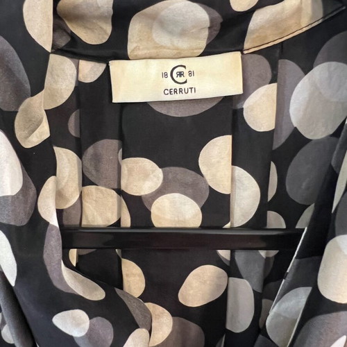 Cerruti 1881 sleeveless silk blouse with polka dot tie-neck, like new