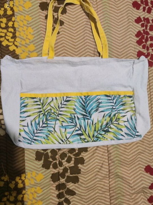 Polysianes beach bag used, shoulder, beige and yellow