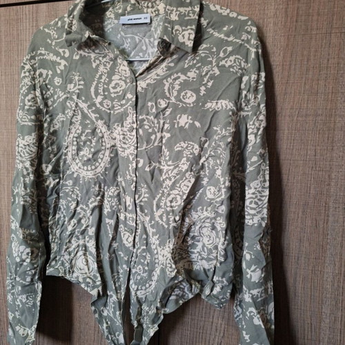 Pink Woman women's shirt xsmall like new, beige and green