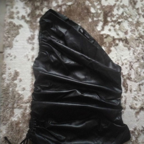 Zara leatherette draped top used, black, size S