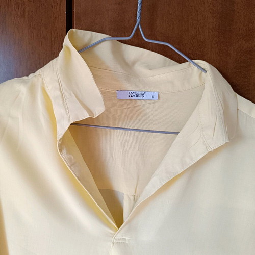Yellow airy shirt size S like new with elbow-length sleeves