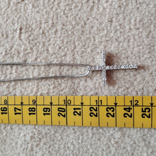Silver cross with zircon new with chain