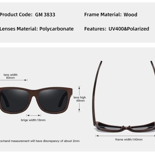 Wooden polarized sunglasses new, brown, with UV400 protection