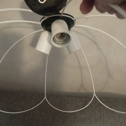 Metal ceiling light flower used, white handmade