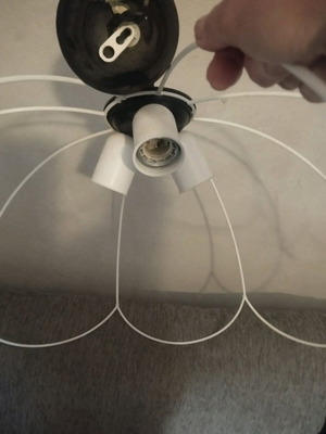 Metal ceiling light flower used, white handmade