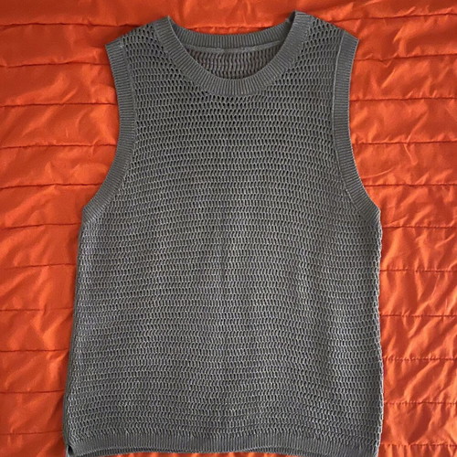 Zara summer knitted sleeveless vest, size M, grey and brown