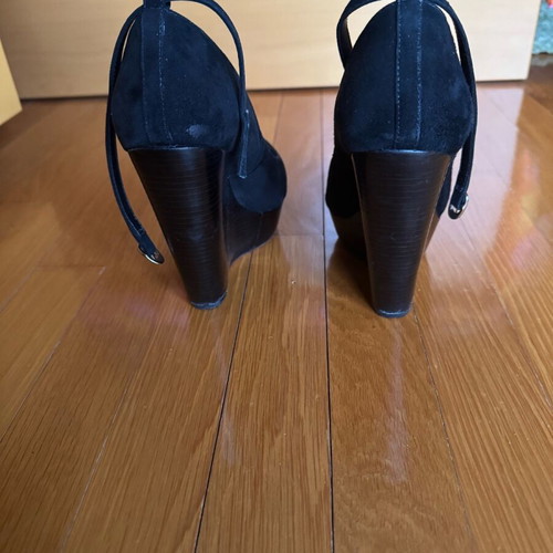 Topshop black suede platform shoes used, size 38 with ankle tie
