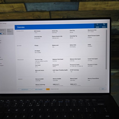 Dell Precision 5570 laptop used, i9-12900H, RTX A2000, 32GB DDR5, 1TB SSD, 4K UHD+ Touch