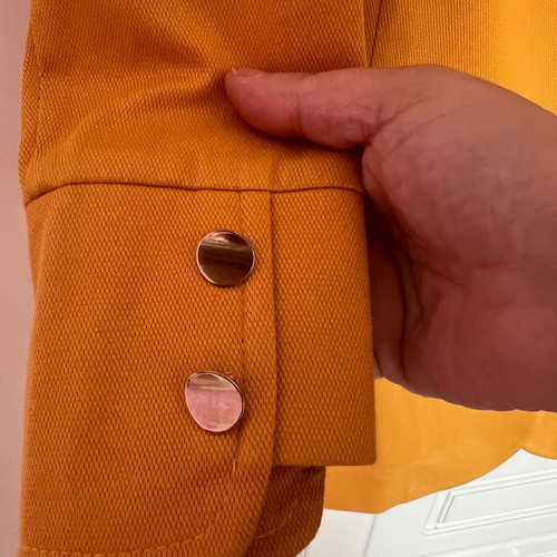 Forel women's fitted jacket like new, mustard with gold buttons