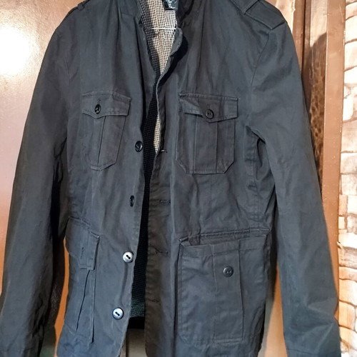 Men's black military-style jacket used, size L