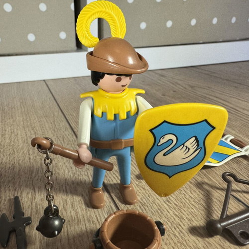Vintage Playmobil Medieval Knight figure used with accessories