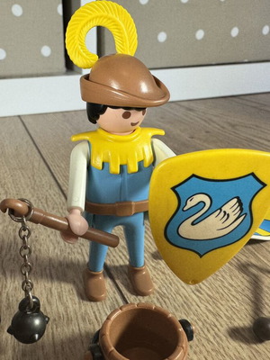 Vintage Playmobil Medieval Knight figure used with accessories