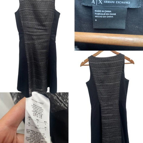 Armani Exchange sleeveless dress used, black and grey textured