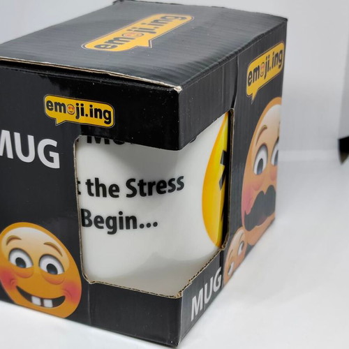 Ceramic Mug Emoji Good Morning Let the Stress Begin like new