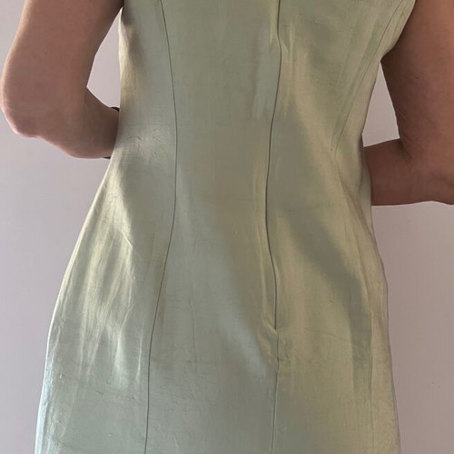 Escada 100% silk linen dress, green, made in Germany