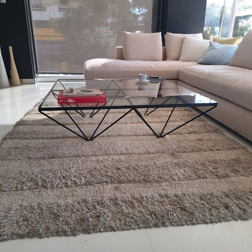 Metal table with 3plex glass like new, black matte finish