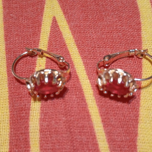 Gold Plated Earrings with Simulated Rubies new