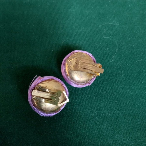 Clip-on earrings new, vintage style, blue and purple