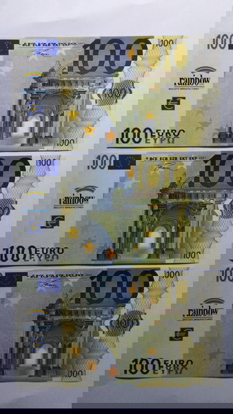 ΕΥΡΩ 3 Χαρτονομίσματα 100 Ευρώ 2001 Rainbow Ακριβές Αντίγραφα!