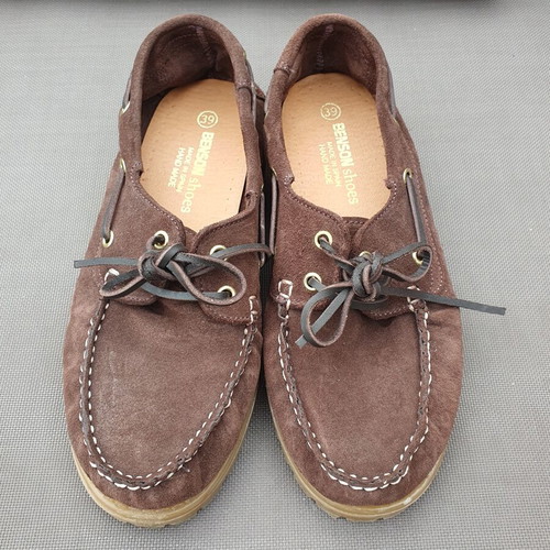 Benson Shoes Brown Suede Lug-Sole Boat Shoes EU 39