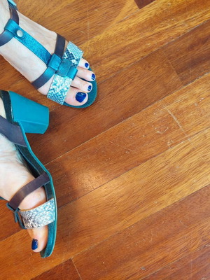 Take Me leather sandals used, blue and brown, size 37