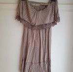 Strapless dress with ruffles medium size like new, beige