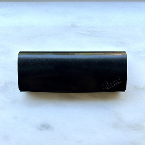 Persol leather hard glasses case black new with cleaning cloth