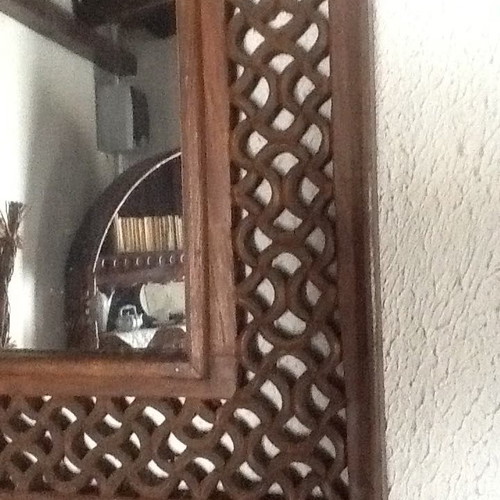 Wooden Handcrafted Carved Mirror like new, 0.65x0.55 m