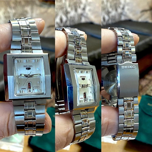 Seiko 5 DX men's watch new, steel, with briolette sapphire