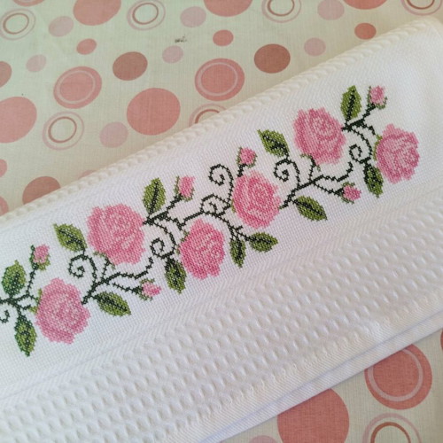 Hand-embroidered kitchen towel, 100% cotton