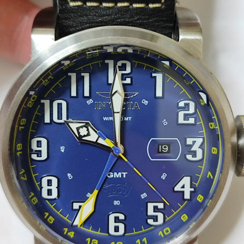 Invicta Swiss men's wristwatch, blue dial, 52mm, steel, 100m waterproof