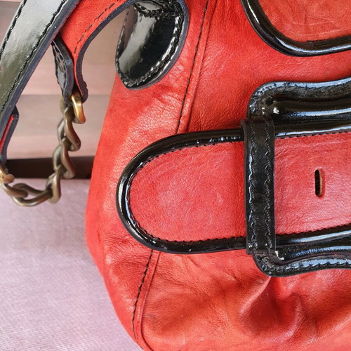 Fendi shoulder bag used, red and orange, leather