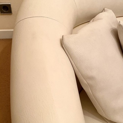 Vintage leather sofa white used, 270 cm length