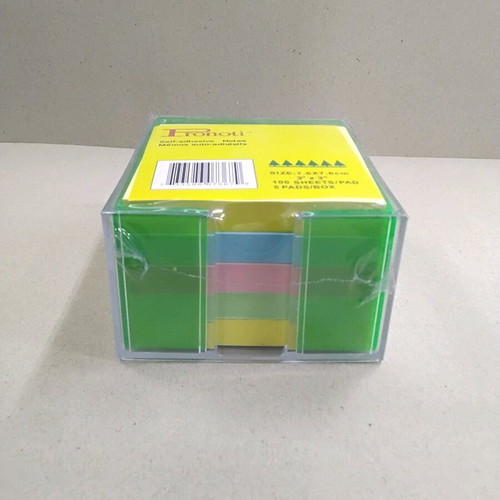 Acrylic holder for Post-it notes with 5 pencil slots green new