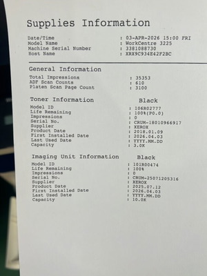 Xerox WorkCentre 3225 εκτυπωτής σαν καινούργιο με WiFi και Ethernet