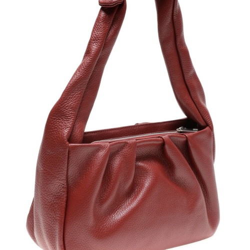 Leather shoulder bag like new, deep red, 100% leather