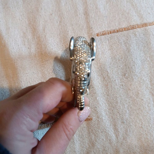 Handmade steel bracelet with elephant design and rhinestones new