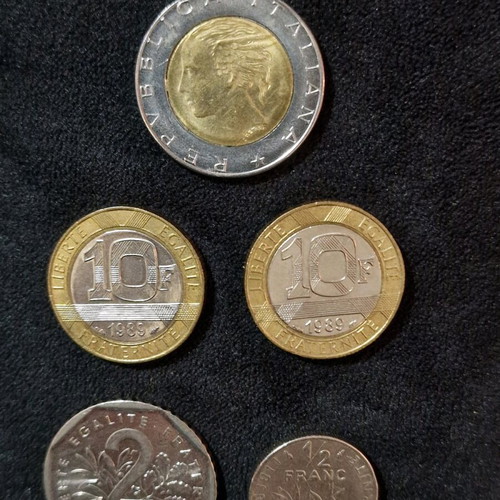 French franc coins like new, various denominations