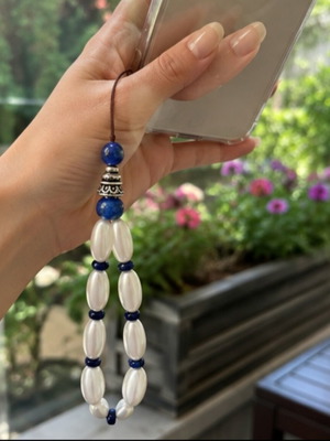 Luxury handmade mobile wrist strap with imitation pearl beads ZP-006
