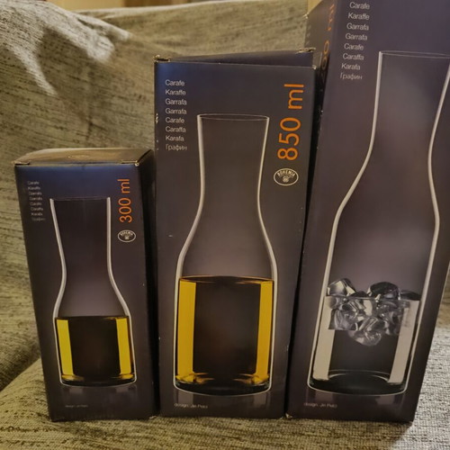 Glass carafes new, set of 3 with packaging, 1200/850/300 ml