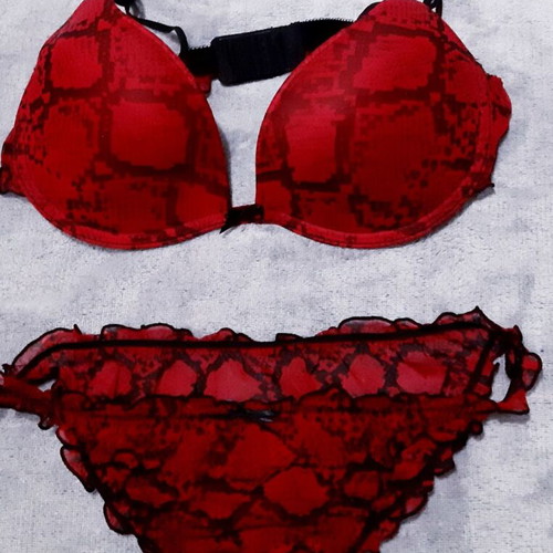 Zara sexy lingerie set 80B bra and M panties, new, animal prints red black
