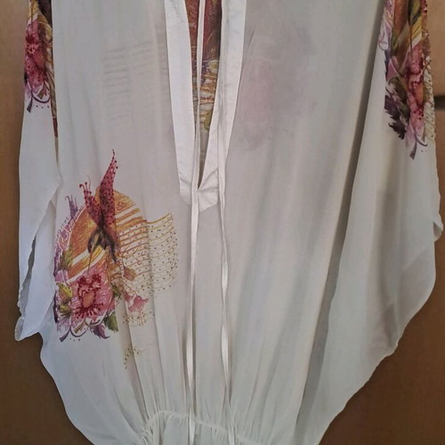 Silk tunic Religion like new, white, handmade
