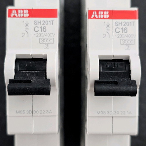 ABB SH201T C16 circuit breakers like new, pack of 2