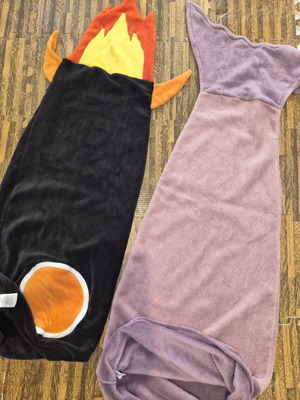 Purple lilac mermaid blanket and black flame blanket