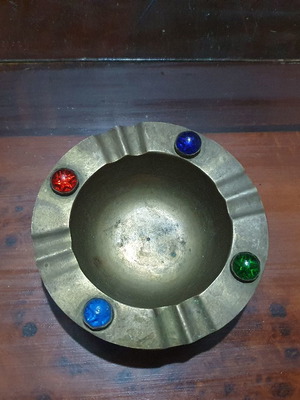 Bronze ashtray used decorated with elegant stones