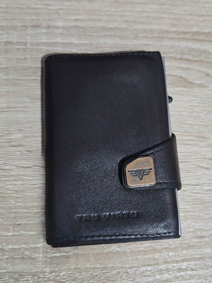 Tru Virtu leather men's card wallet with RFID used, brown