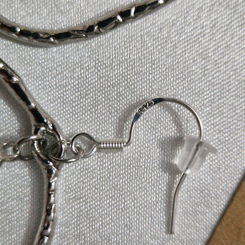 Handmade anti-allergic earrings with hoop and pearl, silver hook