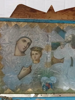Παλιά εικόνα Παναγίας με λαμπάκι μεταχειρισμένη